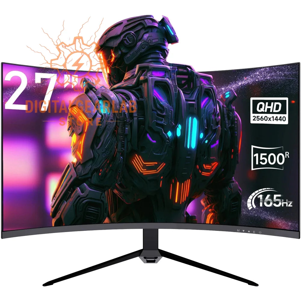 27-inch curved gaming monitor with qhd resolution and 165hz refresh rate, featuring a sleek black frame.