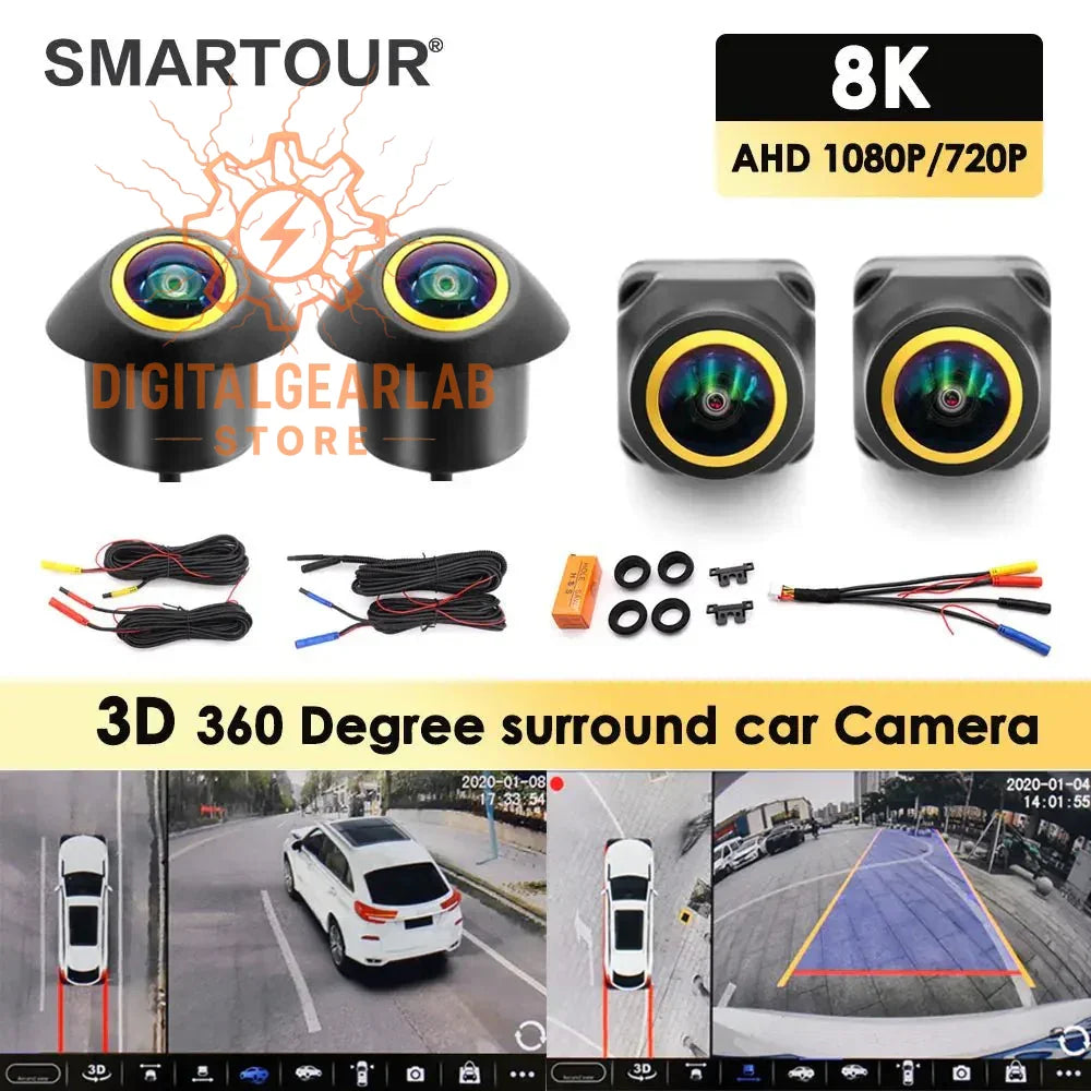 3d 8k smartour surround car camera with ahd resolution, featuring four cameras for a full view.