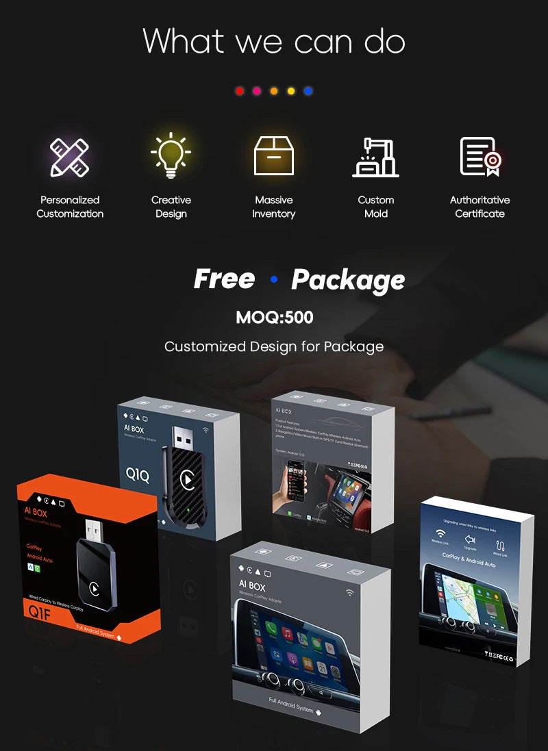 Wireless CarPlay and Android Auto Adapter with 4GB RAM and 32GB Storage for YouTube and Netflix on Android 13