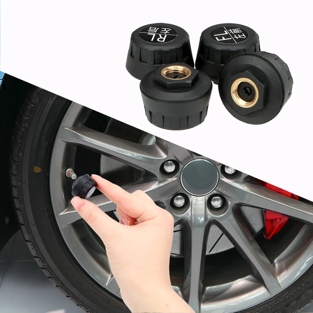 Solar TPMS Tire Pressure Monitoring System – Smart Digital Display Real-Time Pressure External Sensors & Auto Alarm