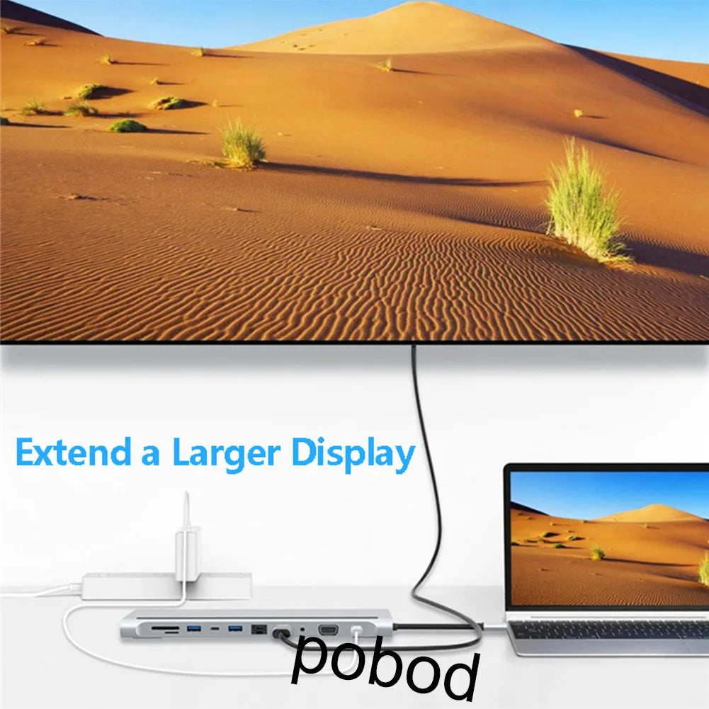 ProDock™ USB-C Laptop Docking Station — HDMI VGA LAN RJ45 PD Charging SD Hub for MacBook Dell HP & Lenovo