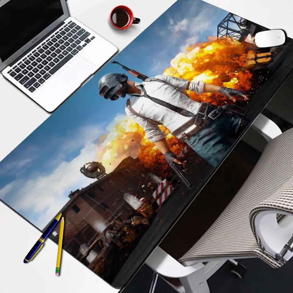 PUBG Battlegrounds XXL Gaming Desk Mat — Cartoon Lock-Edge Mouse Pad for PC & Keyboard