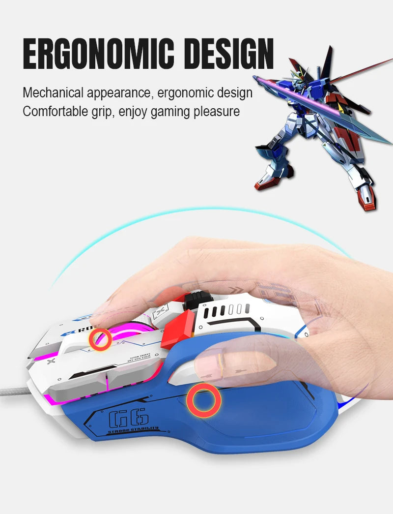 G6 Wired RGB Gaming Mouse — 128,000 DPI A826 Chip Macro Programmable & Ergonomic Design