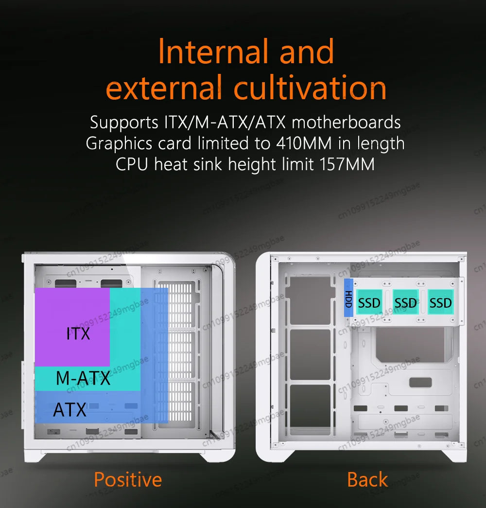 Sleek Black Aluminum ATX Tower Case with Glass Panel - Ultimate Gaming Desktop Cabinet