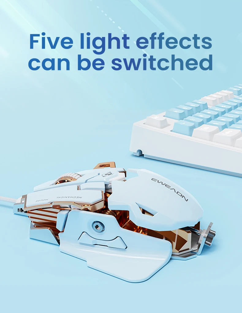 EWEADN G5 Wired Gaming Mouse — Silent/Audible Switch Macro Buttons & Precision Control