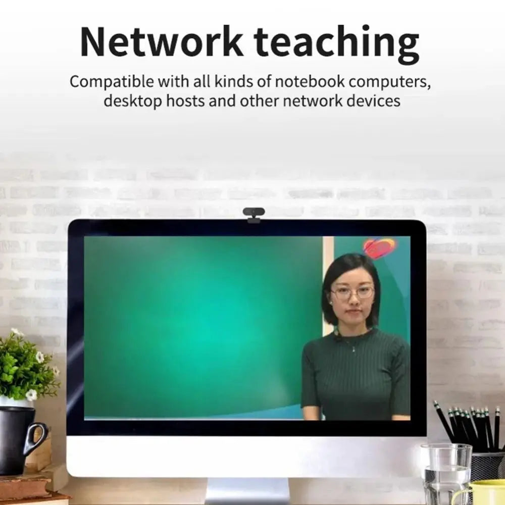 AutoFocus 2K HD Webcam — 1080p USB Plug-and-Play Camera with Built-In Microphone