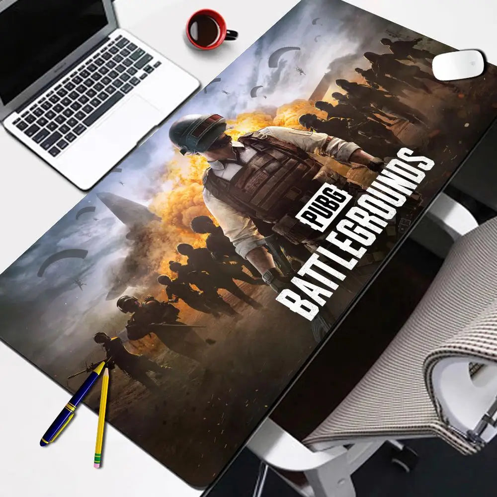 PUBG Battlegrounds XXL Gaming Desk Mat — Cartoon Lock-Edge Mouse Pad for PC & Keyboard