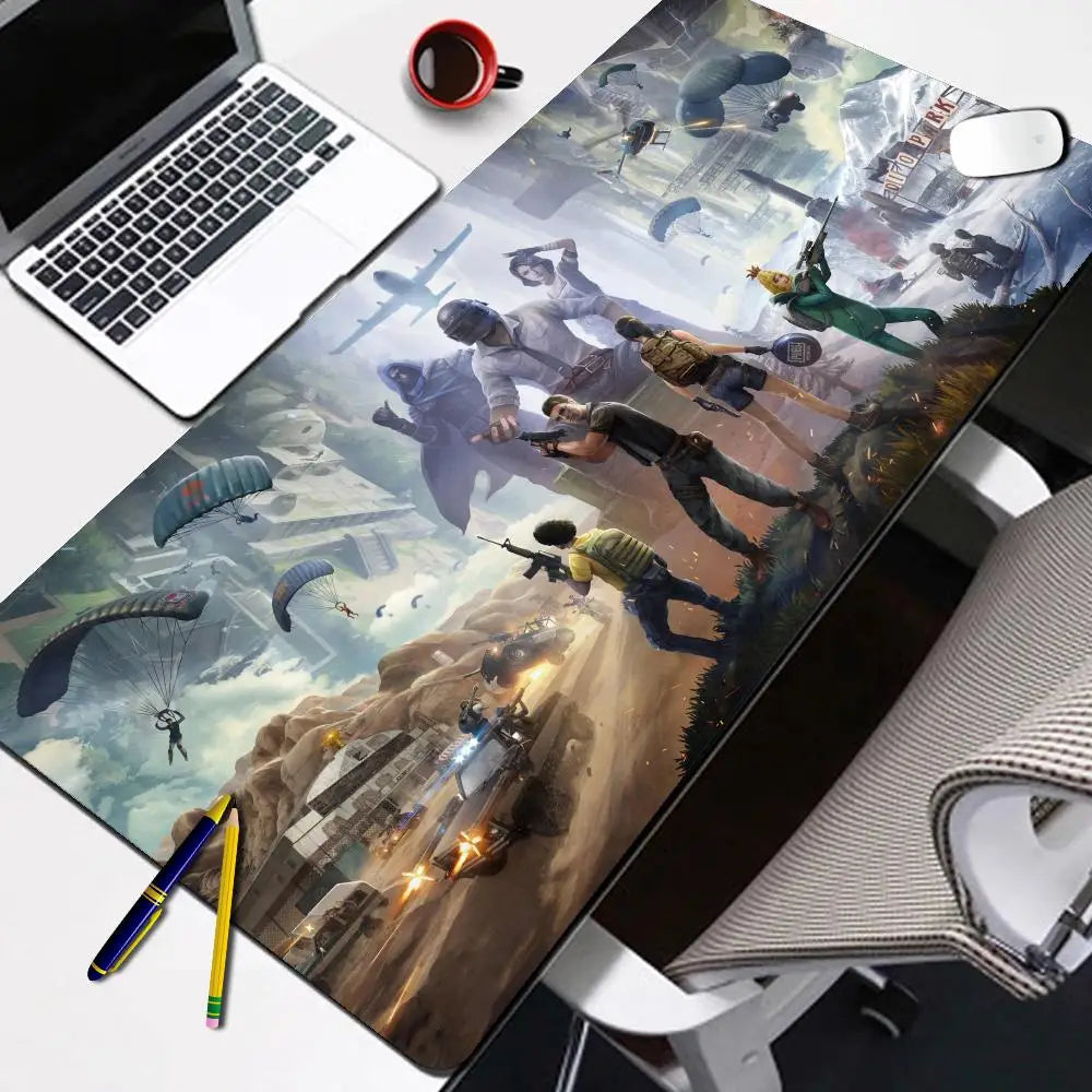 PUBG Battlegrounds XXL Gaming Desk Mat — Cartoon Lock-Edge Mouse Pad for PC & Keyboard