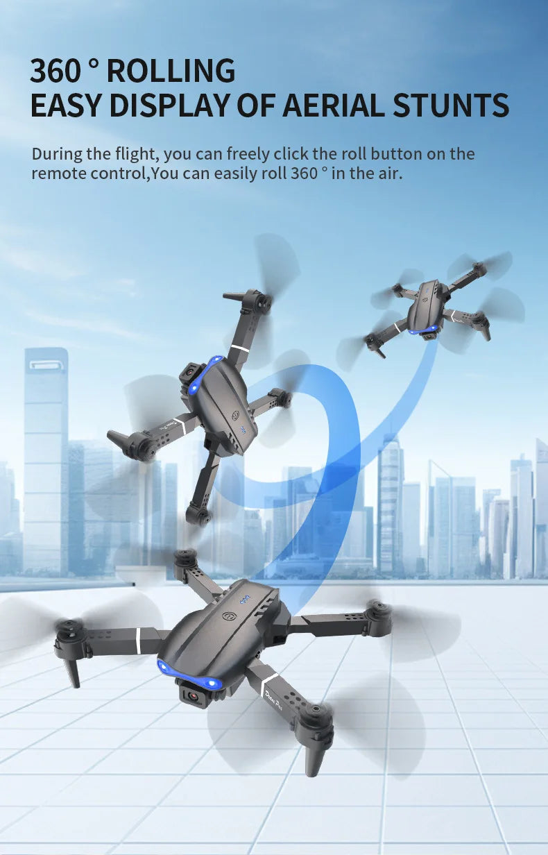 E99 PRO Dual-Camera Folding Drone — HD Aerial Quadcopter with Screen Control