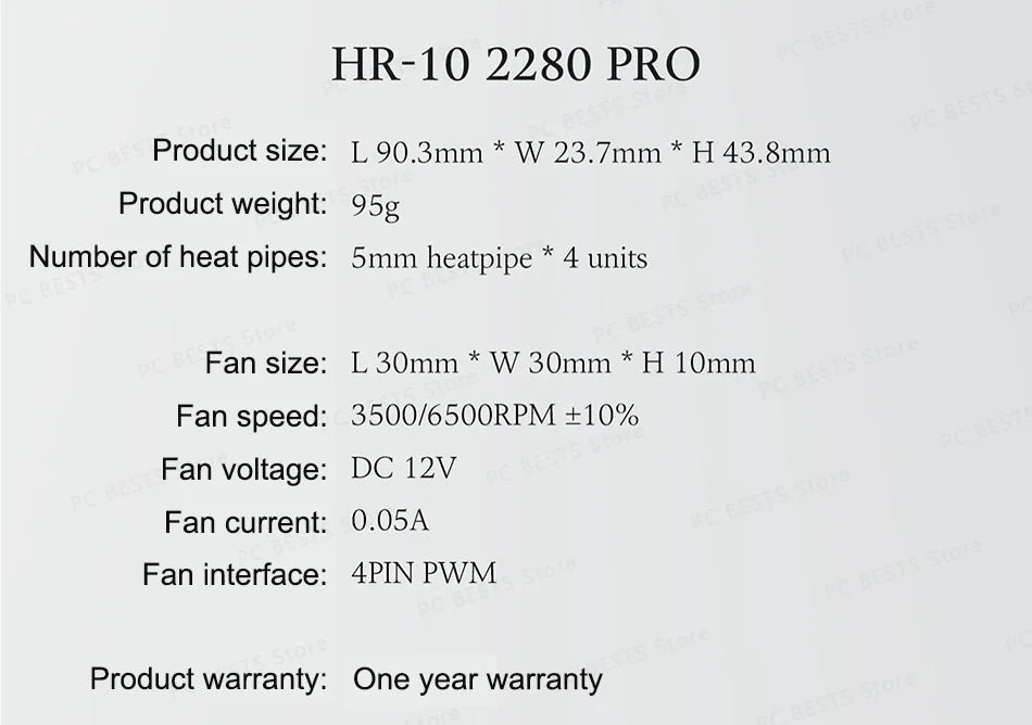 AeroCore™ HR-10 Pro M.2 SSD Heatsink — 4-Heatpipe AGHP Cooling PCIe 5.0 Ready