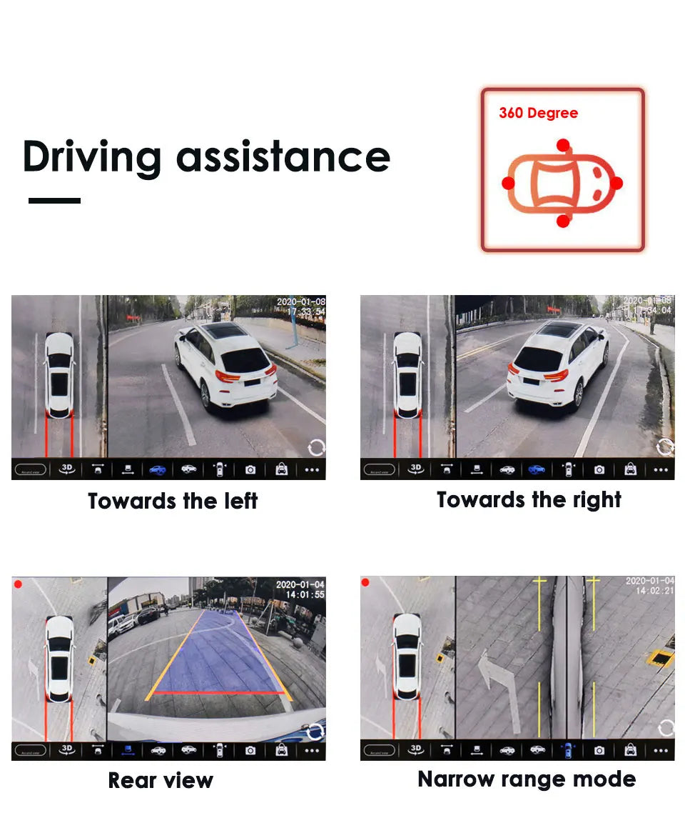 360° HD Surround View Car Camera Kit — Front Rear Left & Right 3D AHD System for Android Navigation