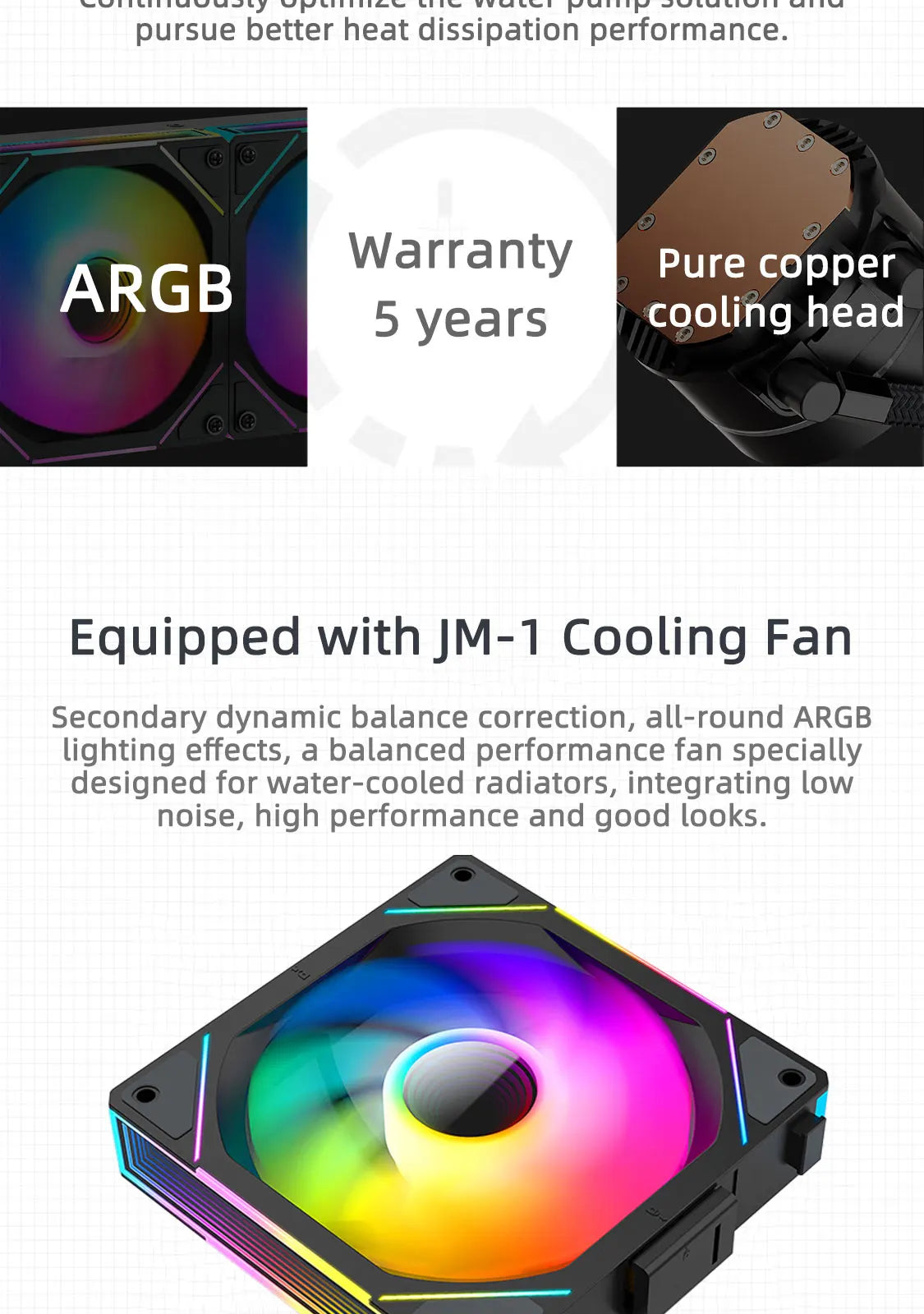 TEUCER AIO ARGB Liquid CPU Cooler — 240mm / 360mm Radiator with JM-1 Performance Fans X99 Compatible