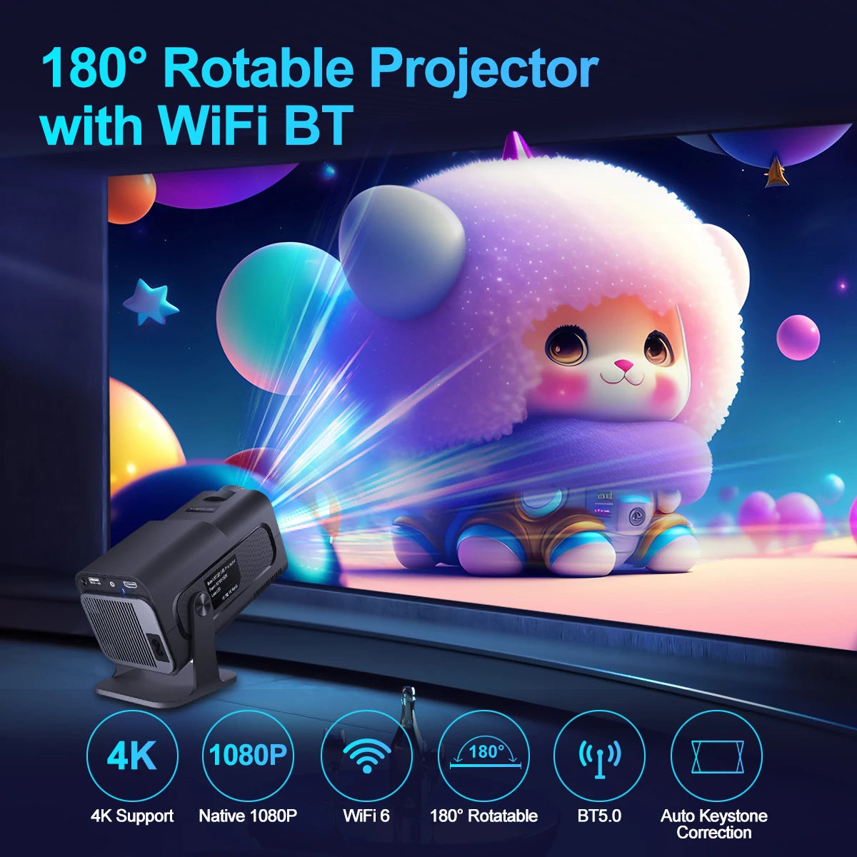 4K Android Projector – 390ANSI Brightness Dual WiFi 6 BT 5.0 | Digital Gear Lab