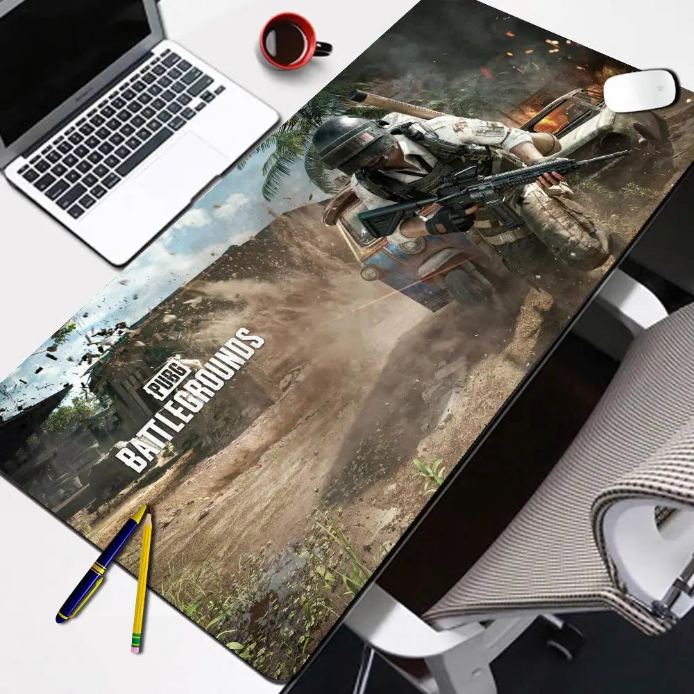 PUBG Battlegrounds XXL Gaming Desk Mat — Cartoon Lock-Edge Mouse Pad for PC & Keyboard