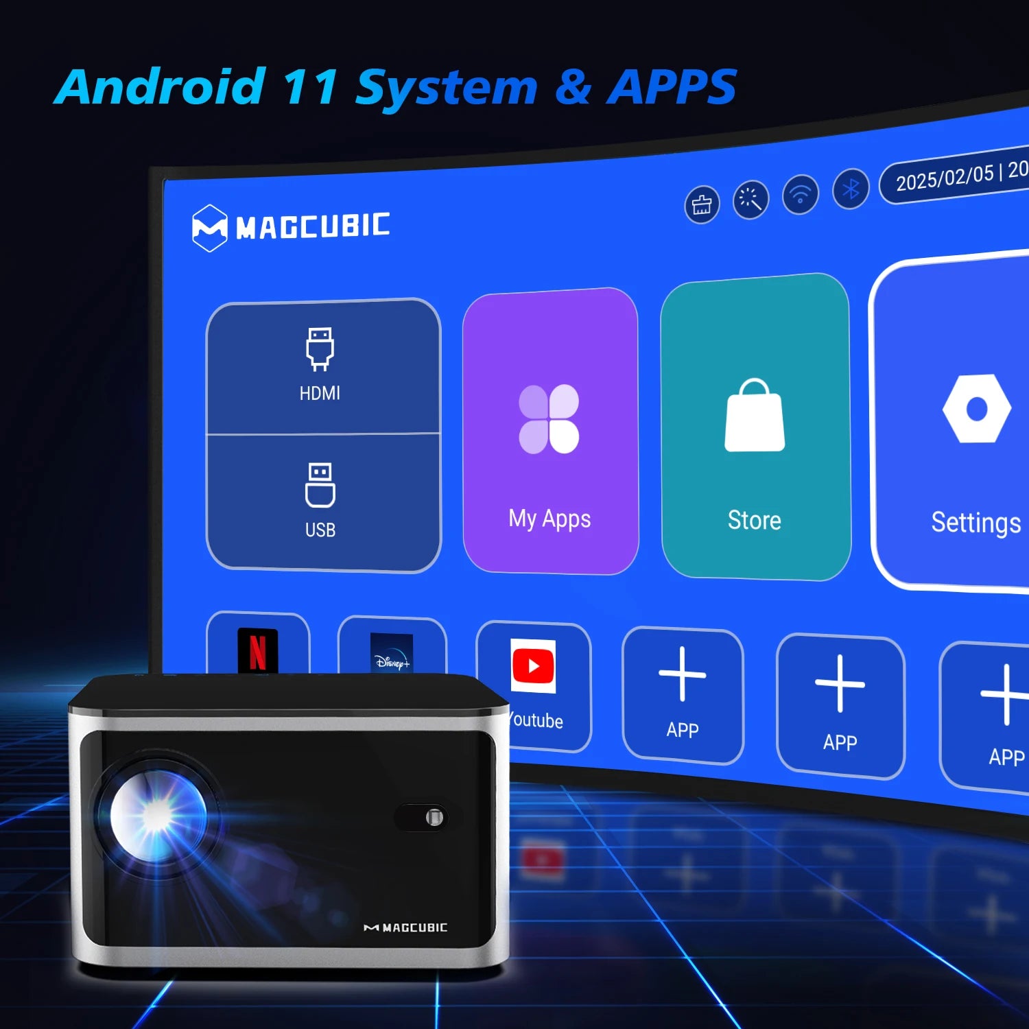 4K Auto Focus Smart Projector with Android 11 WiFi 6 and Voice Control - Home Cinema Experience!