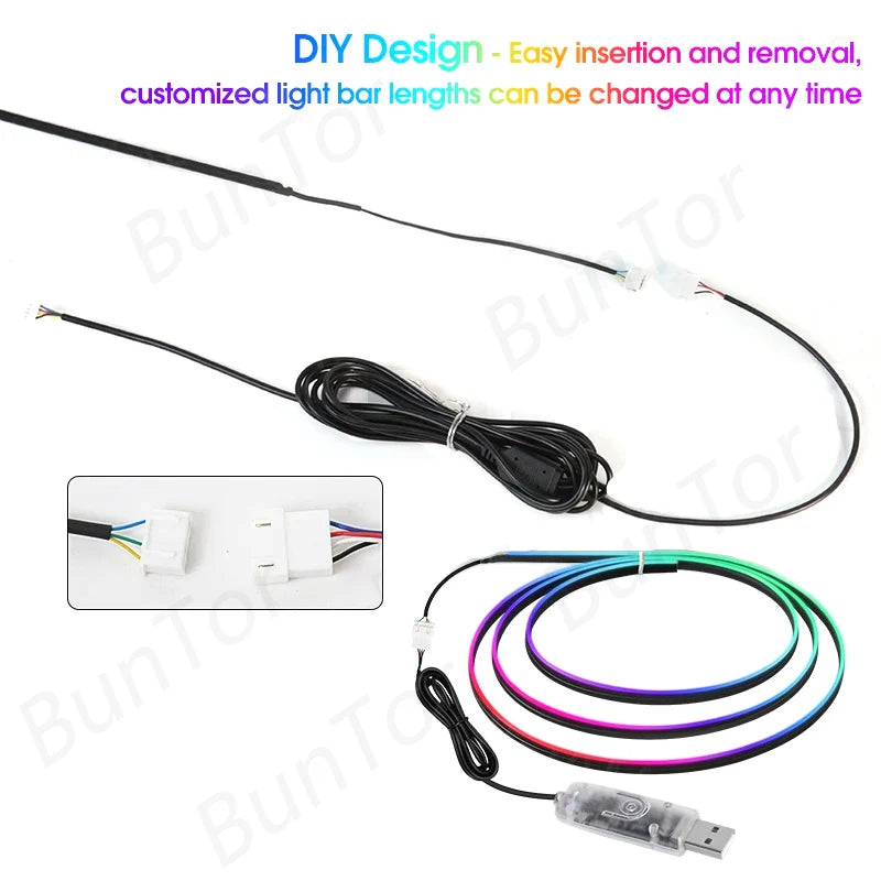 RGB Car Ambient Lighting Strip – Full App Control | Music Sync USB Dream Symphony Multi-Color Atmosphere LEDs