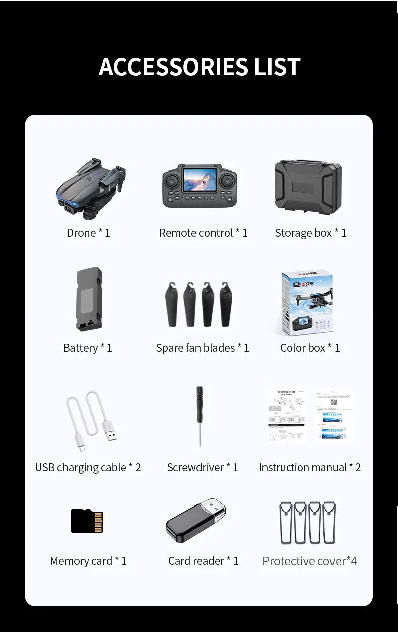 E99 PRO Dual-Camera Folding Drone — HD Aerial Quadcopter with Screen Control