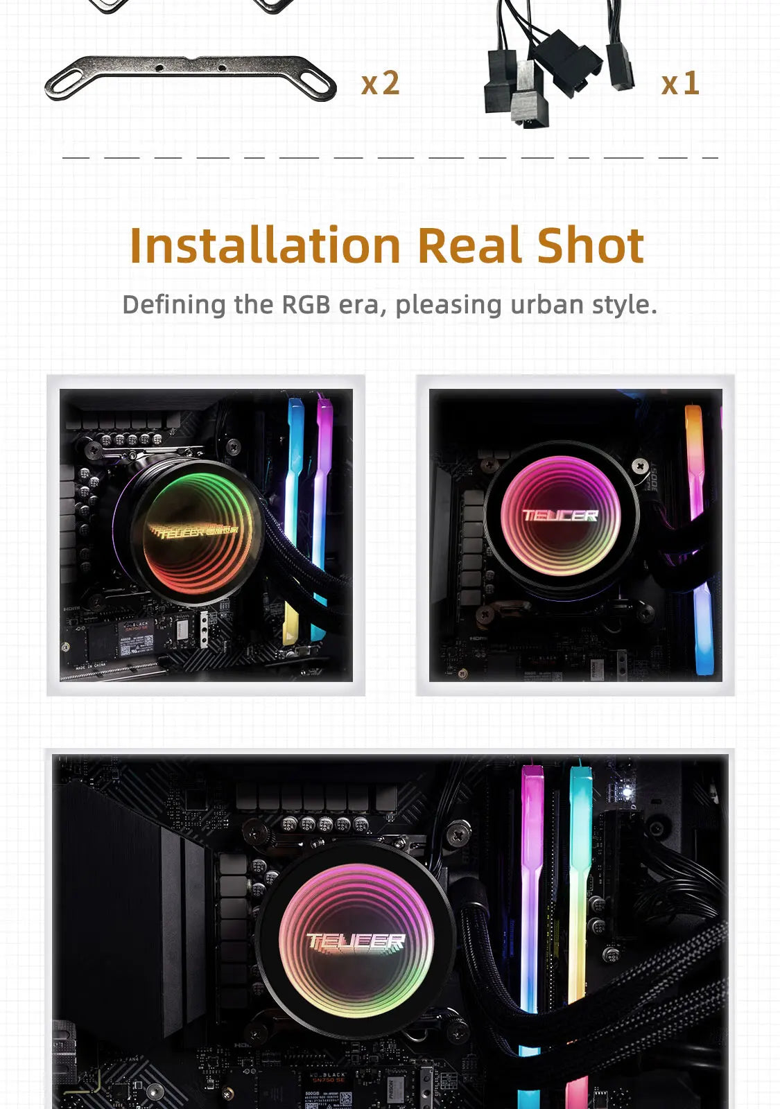 TEUCER AIO ARGB Liquid CPU Cooler — 240mm / 360mm Radiator with JM-1 Performance Fans X99 Compatible