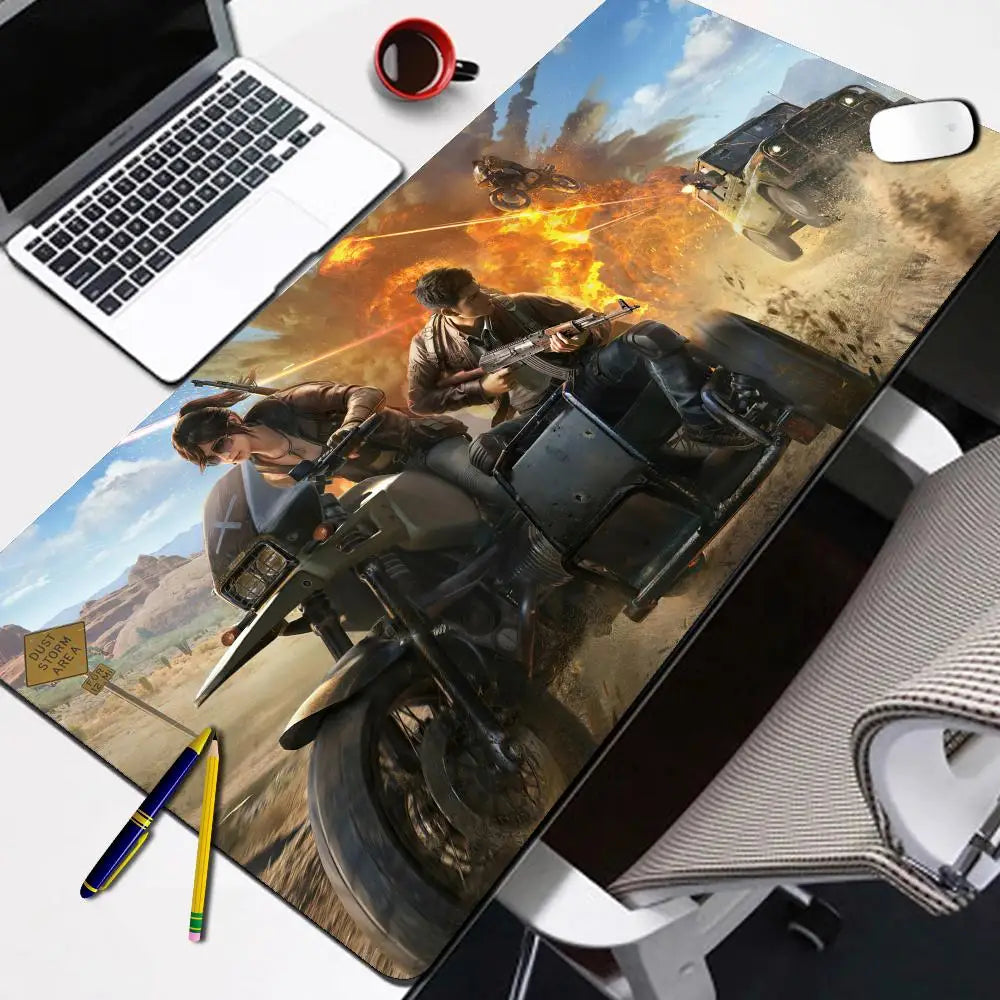 PUBG Battlegrounds XXL Gaming Desk Mat — Cartoon Lock-Edge Mouse Pad for PC & Keyboard