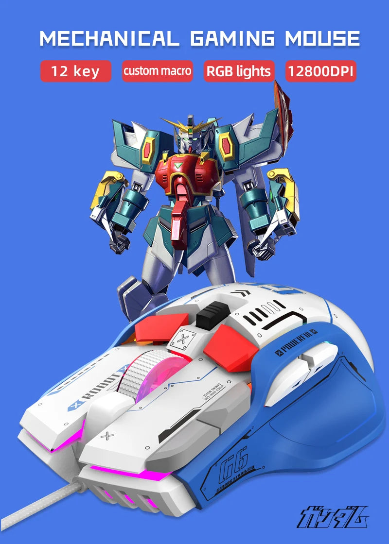 G6 Wired RGB Gaming Mouse — 128,000 DPI A826 Chip Macro Programmable & Ergonomic Design