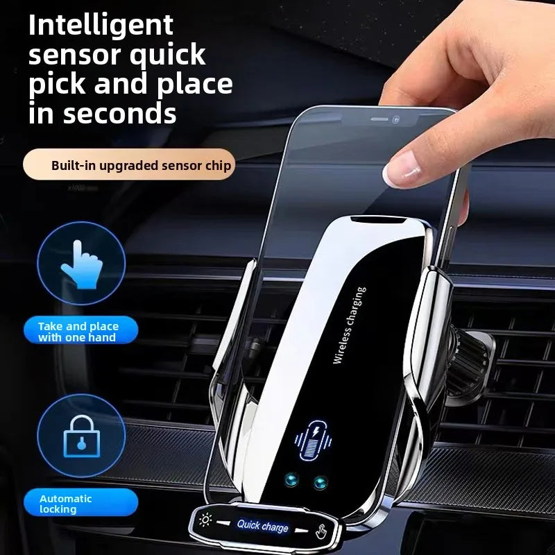 AutoClamp™ Wireless Car Charger — Electric Induction Phone Holder & Smart Clamping Mount