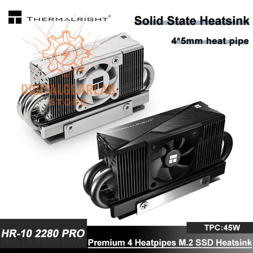 Silver heatsink with 4 heatpipes and premium m.2 ssd cooling design, tpc:45w by thermalright hr-10 2280 pro