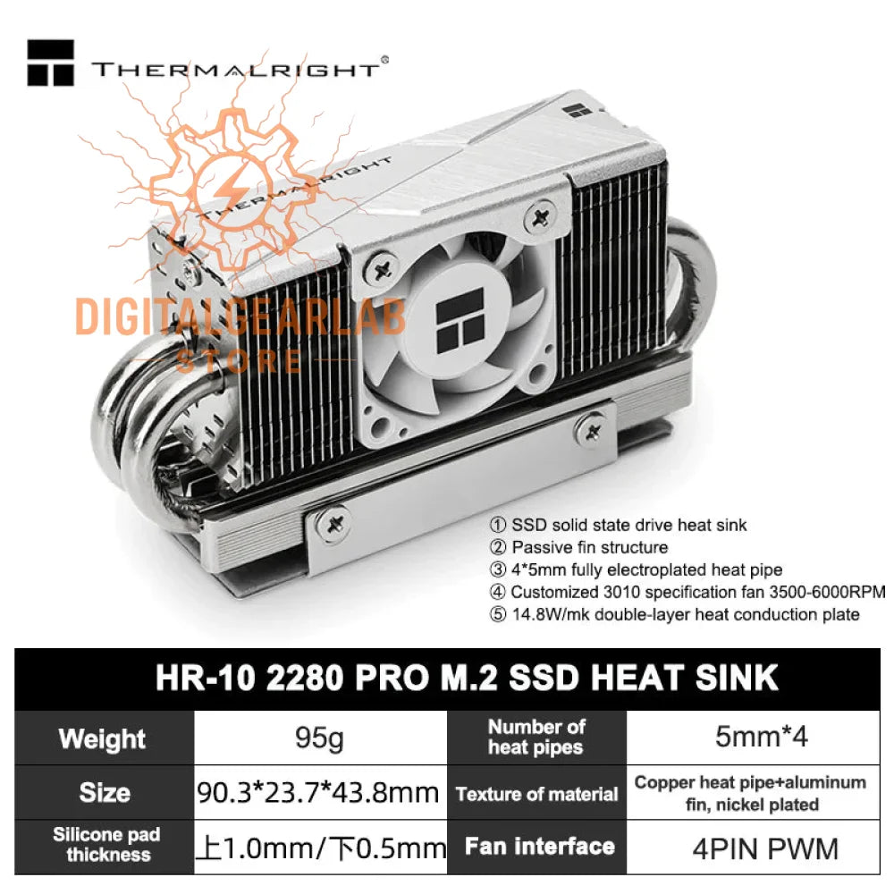 Silver thermal heat sink with copper and aluminum fins, nickel-plated for durability.
