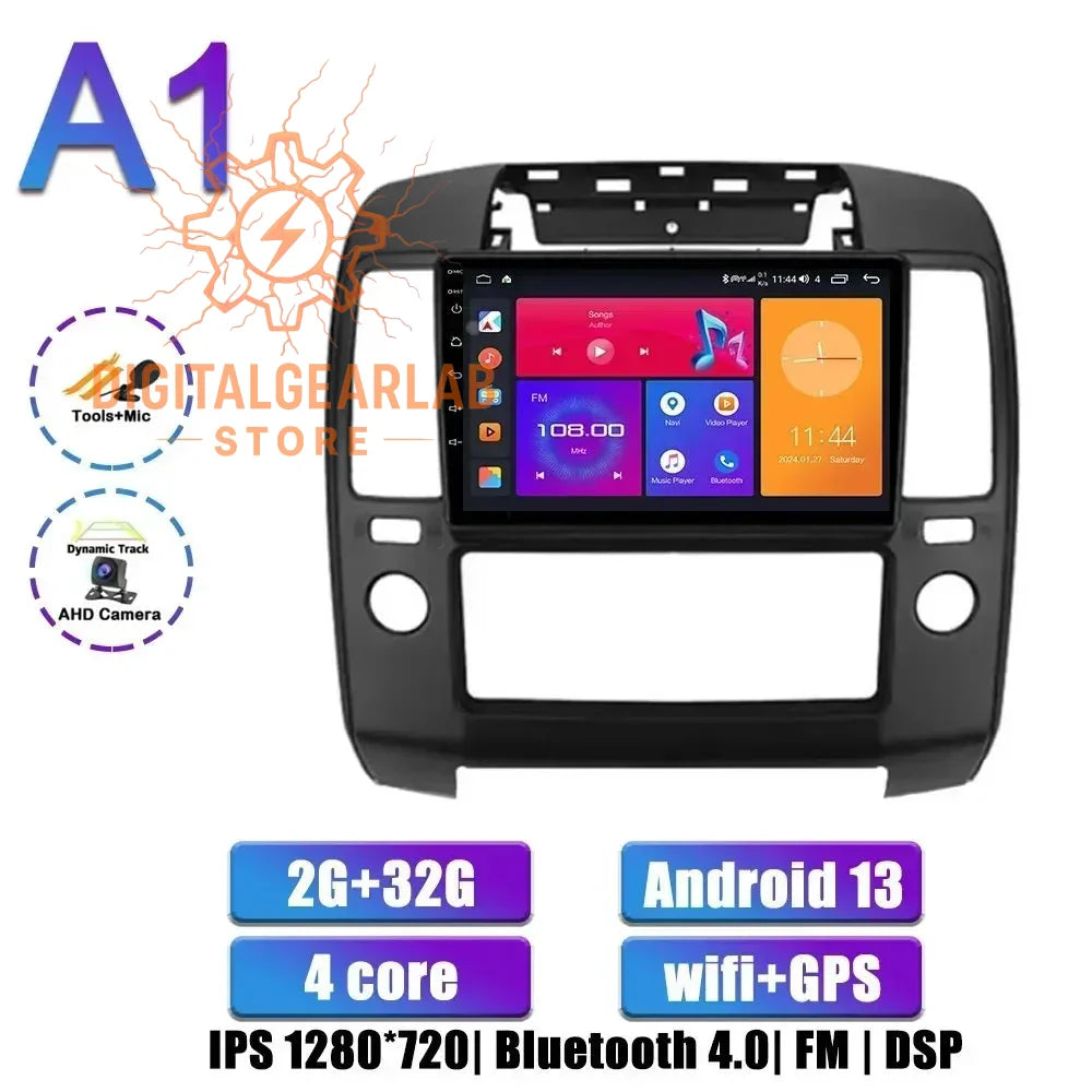 9-inch android 13 car multimedia system with ips display, bluetooth connectivity, fm radio and gps navigation.