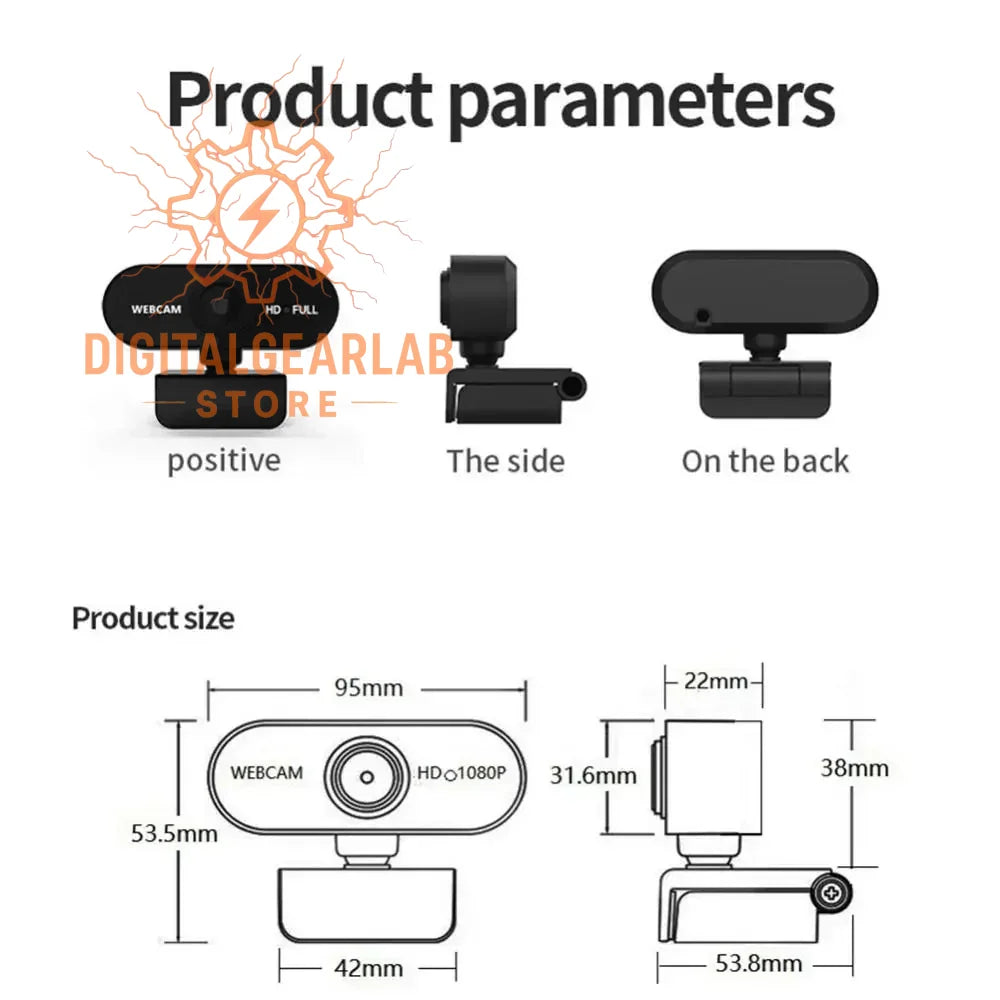 1080p webcam with a sleek black design and adjustable stand.