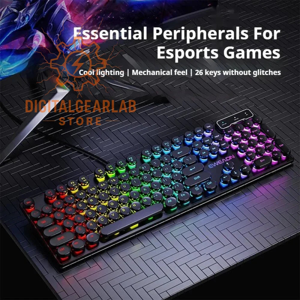Mechanical rainbow keyboard with cool lighting and a sleek design.