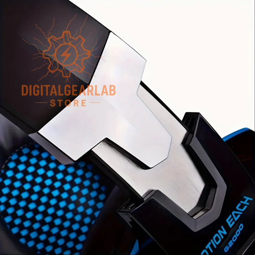 Black and silver gaming headset with blue accents, designed for comfort and style.