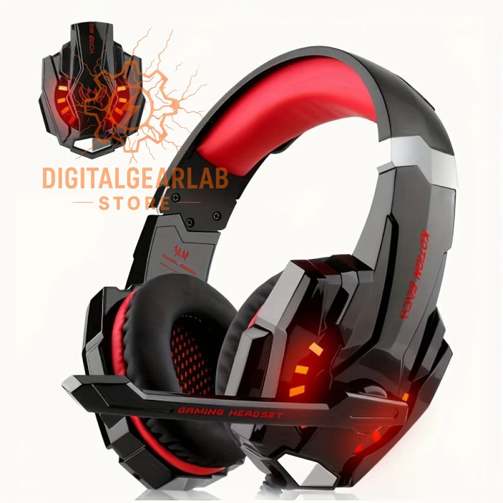 Acer gaming headset with red and black accents, featuring a sleek design.