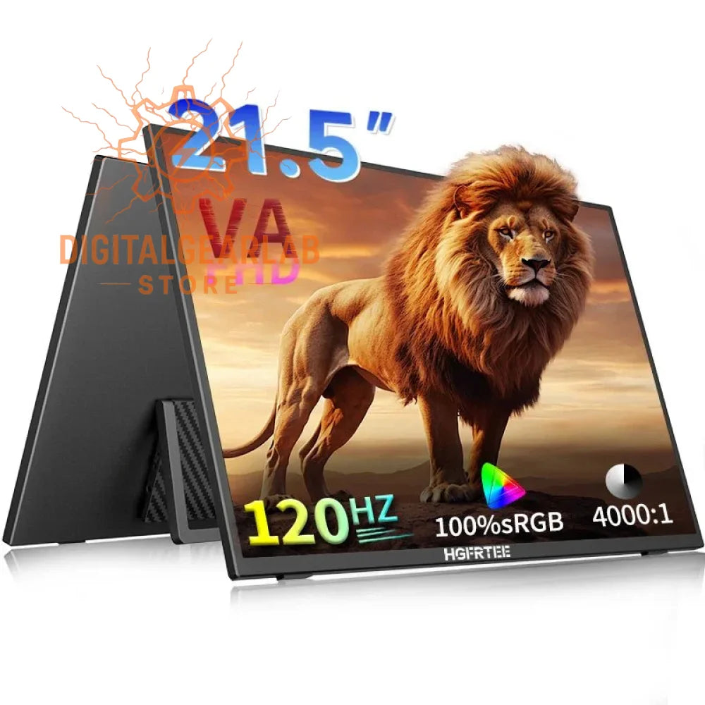 21.5-inch va 4k monitor with a black frame and glossy finish, featuring vibrant colors through its 100% srgb coverage and high contrast ratio of up to 4000:1 for sharp visuals.