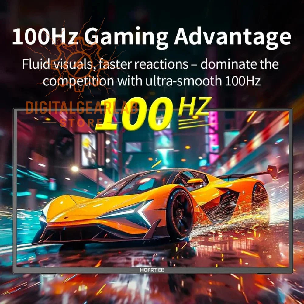 100hz gaming monitor with vibrant display and sleek black frame.