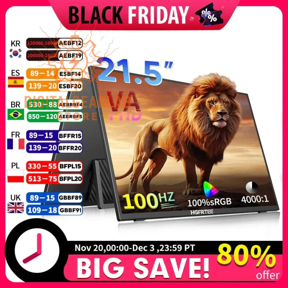 21.5-inch va 4k monitor with a black frame and glossy finish, featuring an rgb led backlight for customizable lighting effects.