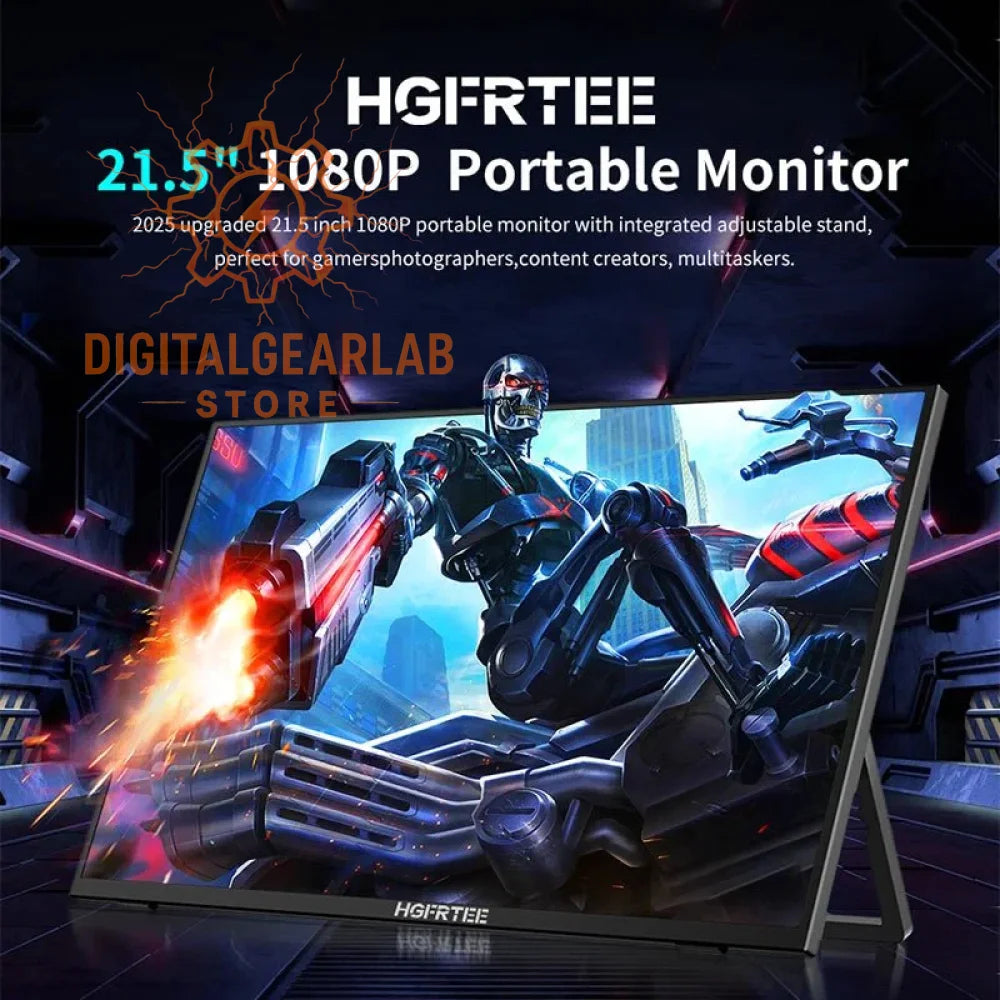 21.5’’ 1080p portable monitor with integrated adjustable stand, perfect for gamers and photographers.