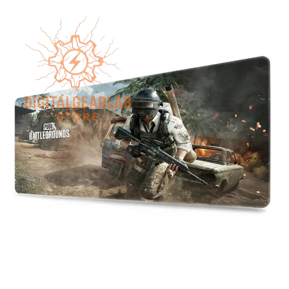 Pubg battlegrounds mouse pad with soldier design, black and white color scheme.