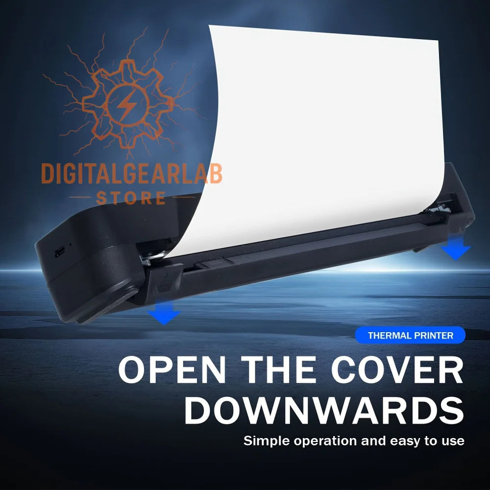 Black thermal printer with paper roll