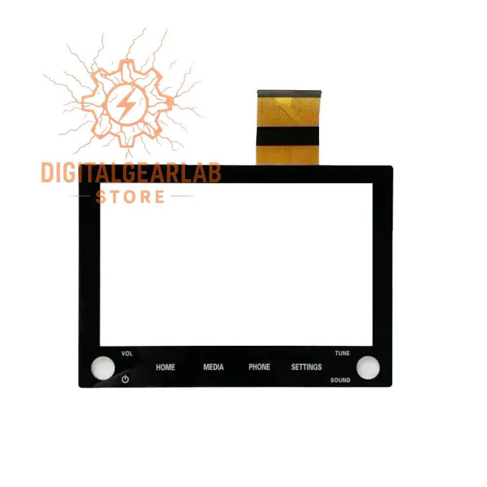 Black touch screen display with buttons and a flexible cable