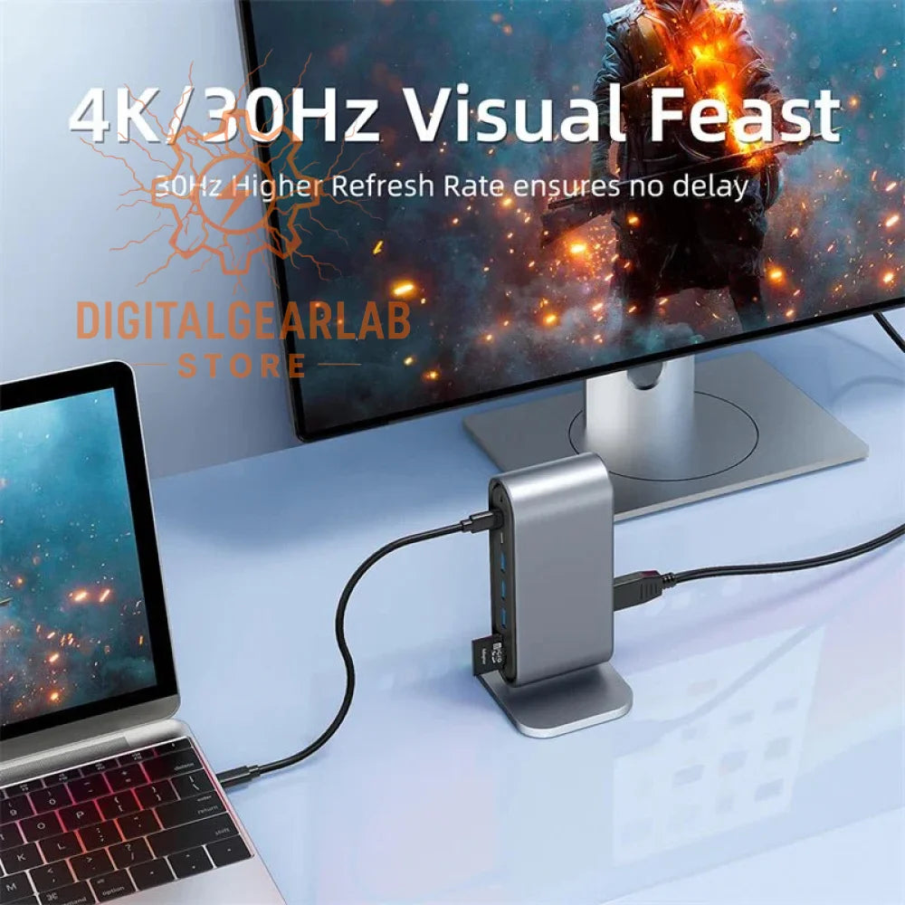 4k/30hz usb-c to hdmi adapter with silver metallic finish and black cable.