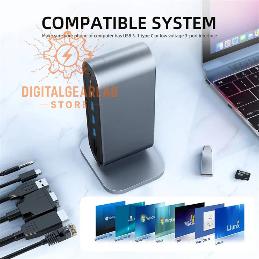 Silver usb hub with multiple ports and a sleek design.