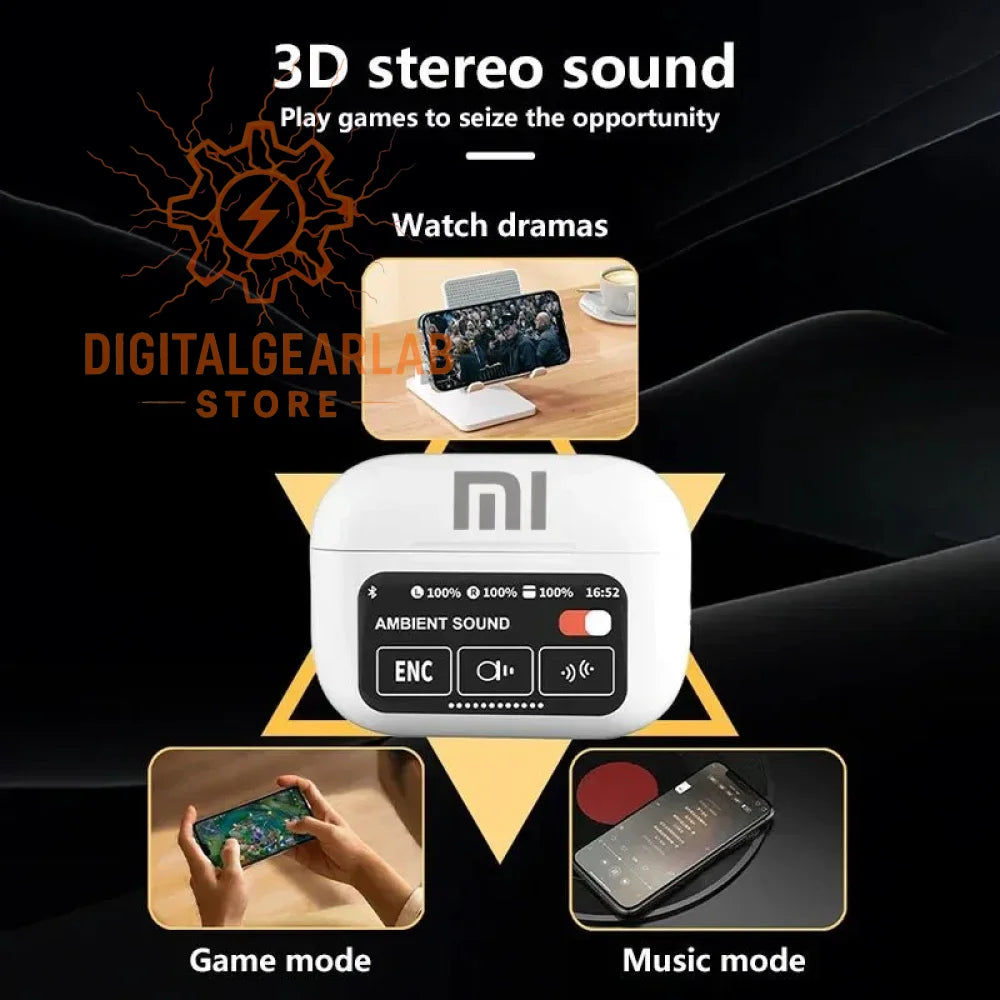 Xiaomi 3d stereo sound speaker with white body and black buttons.