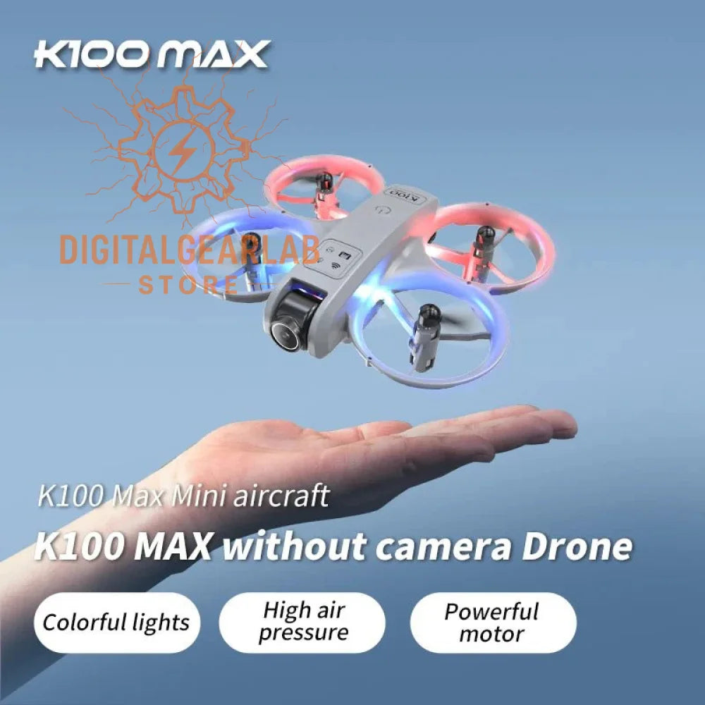 K100 max mini aircraft drone with colorful lights, high air pressure and powerful motor.