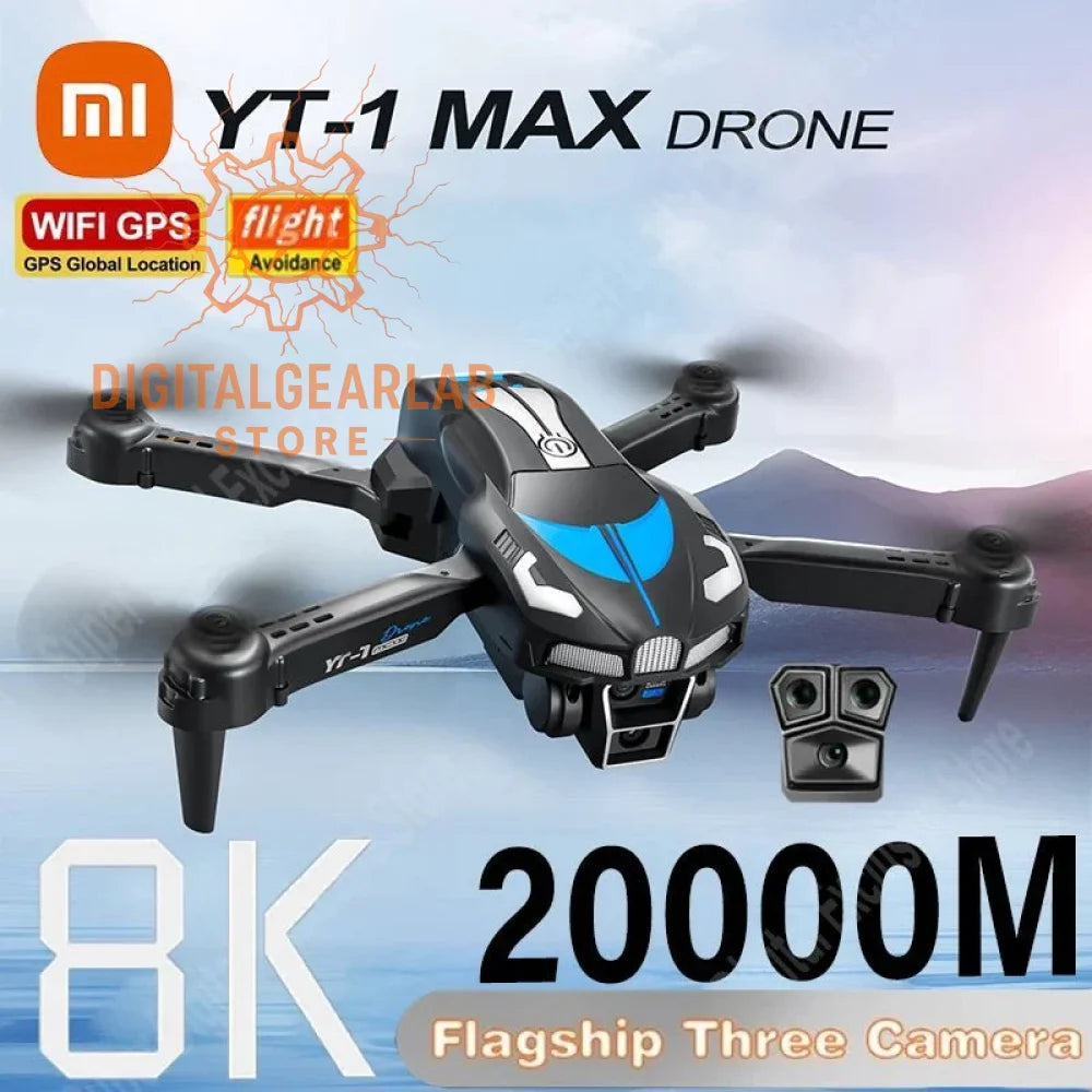 8k xiaomi yt-1 max drone with 20,000m range and three-camera setup.