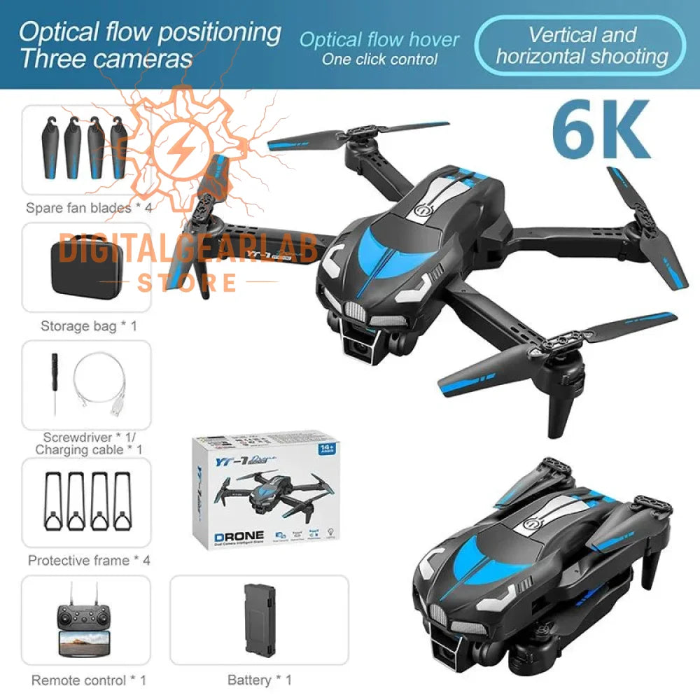 6k drone with optical flow positioning, three cameras and one click control.